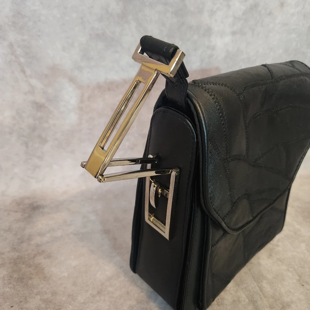 Black Leather‎ Crossbody Bag